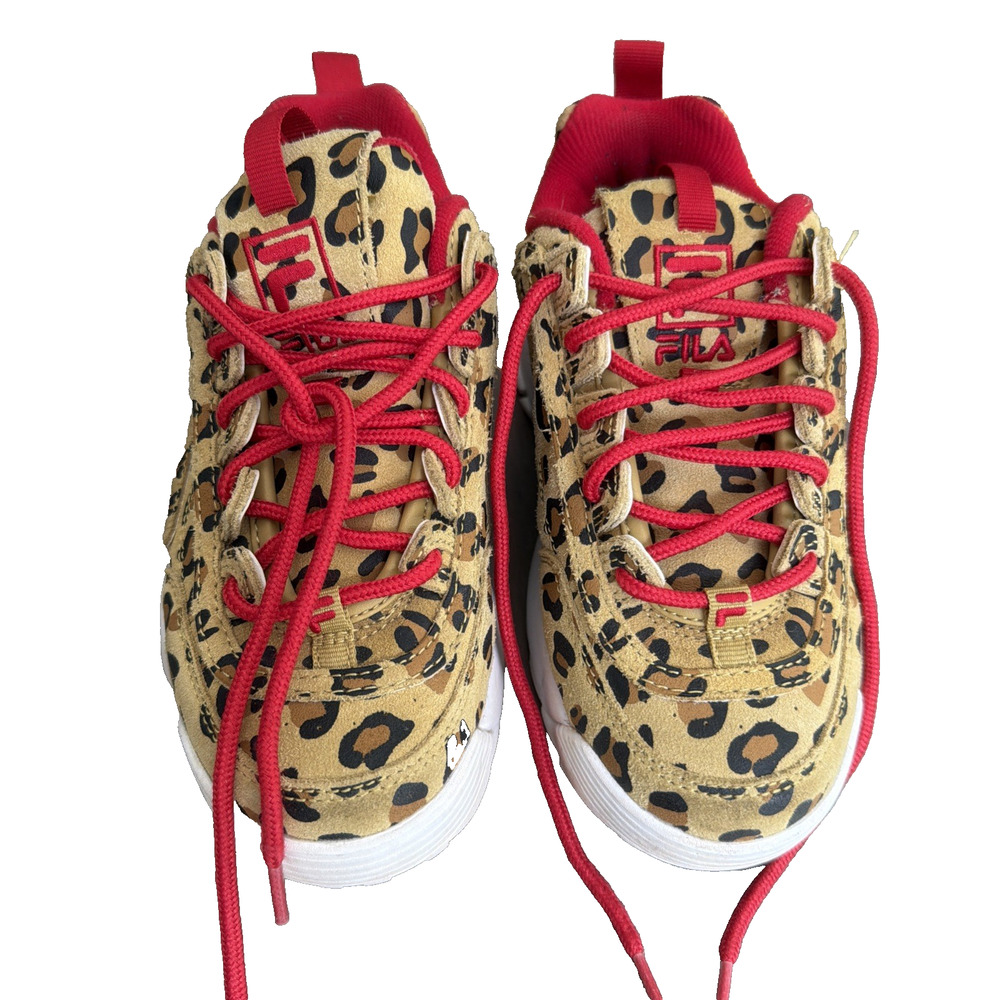 Fila Disruptor Womens Size 3.5 Shoes Brown Animal Print Athletic Trainer Sneaker